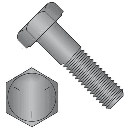 Grade 5, 1-1/2-6 Hex Head Cap Screw, Plain Steel, 11 In L